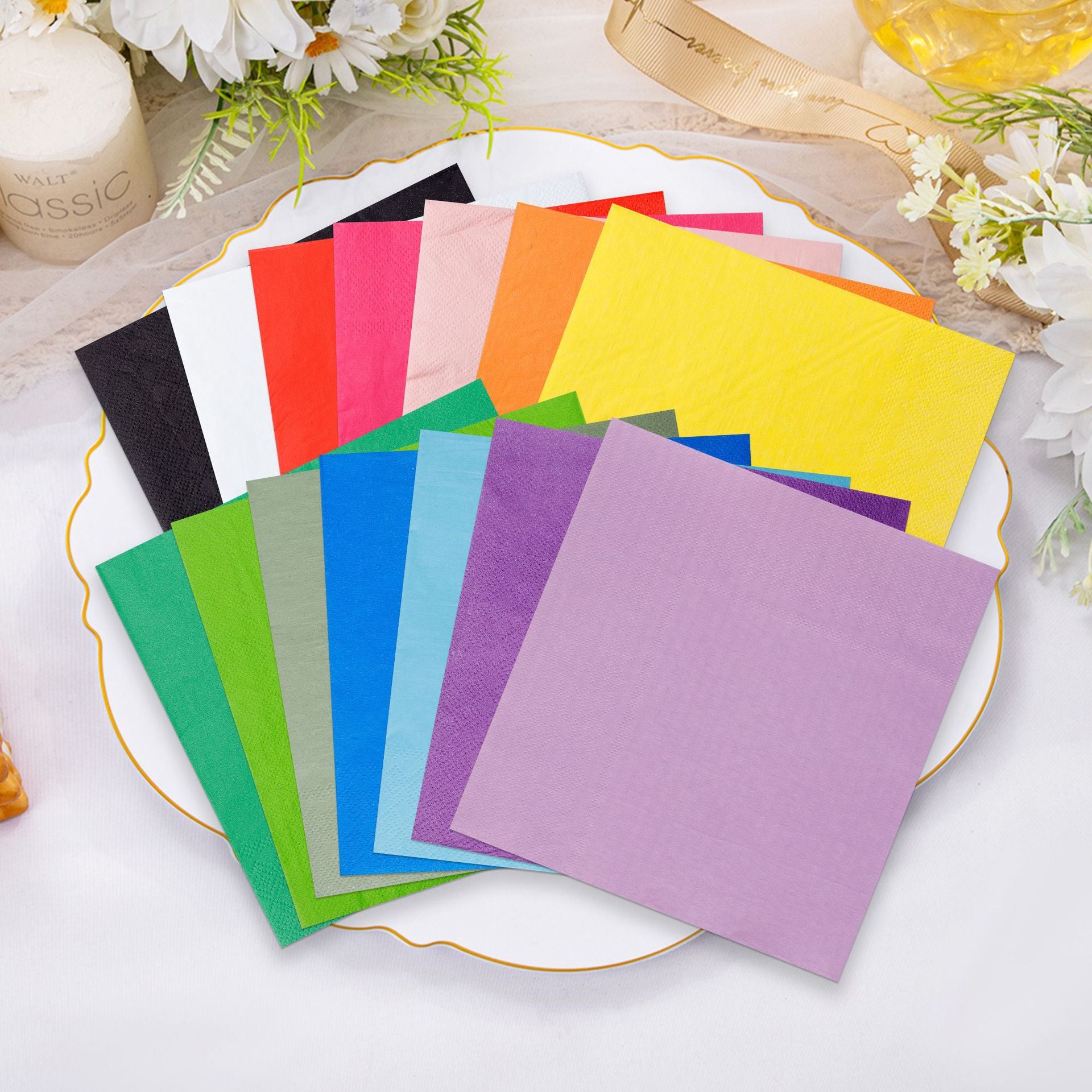 33x33 2ply Colored Paper Napkins Cocktail Napkins Beverage Napkins HL50PN02
